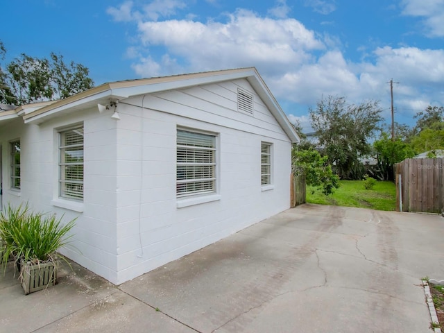 view of home's exterior with a patio area