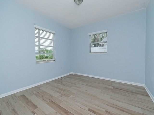 empty room featuring a wealth of natural light and light hardwood / wood-style floors