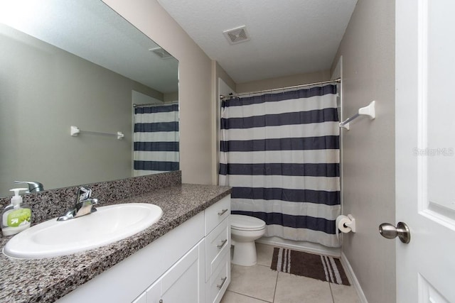 10348 Blue Plume Ct, Riverview, FL 33578 - bathroom with vanity, tile patterned flooring, toilet, baseboards, and a shower with curtain