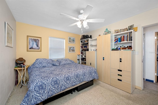 bedroom featuring ceiling fan