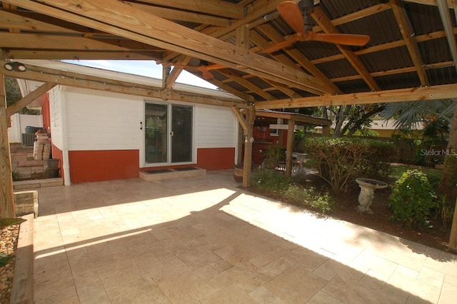 view of patio / terrace with a gazebo and ceiling fan