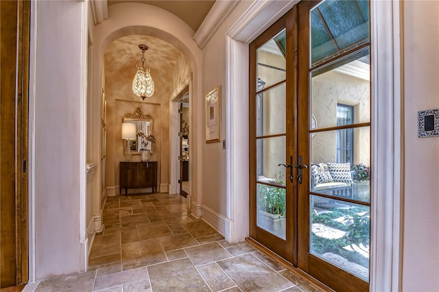 hallway with french doors