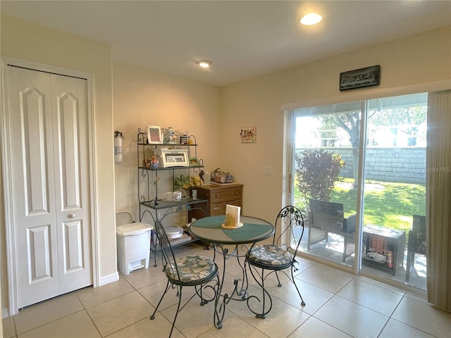18833 Bent Pine Dr, Hudson, FL 34667 - tiled dining space featuring recessed lighting