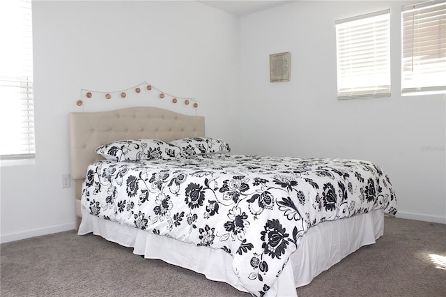 bedroom featuring multiple windows and carpet floors