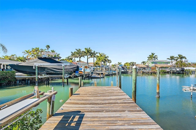 dock area featuring a water view