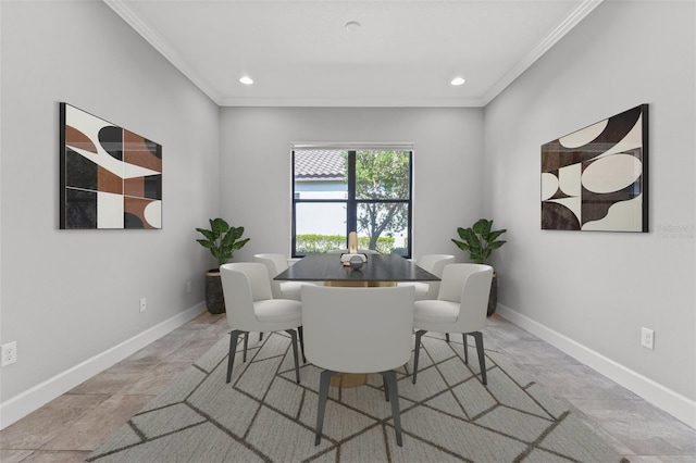 dining room with crown molding