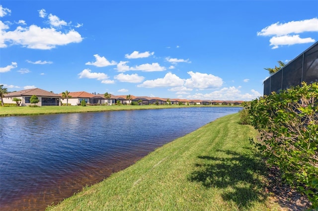 view of water feature with a residential view