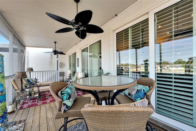 deck featuring ceiling fan