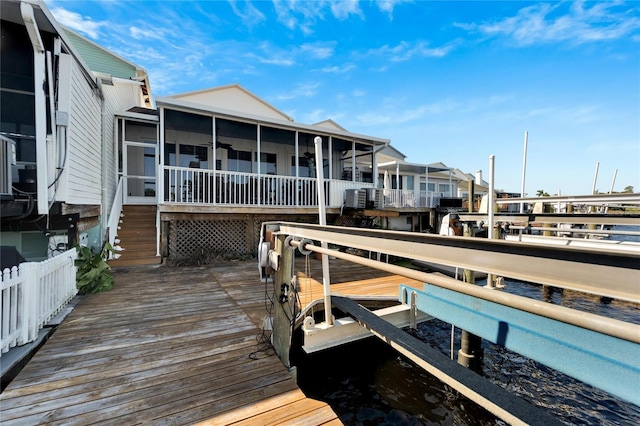 view of dock featuring a water view