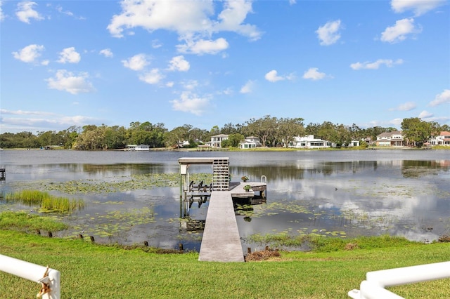 view of dock featuring a water view