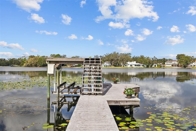 view of dock featuring a water view