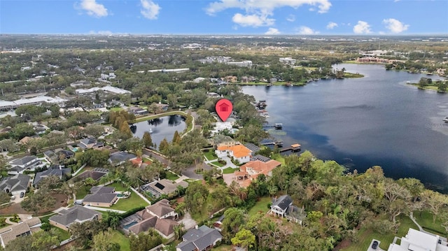 bird's eye view featuring a water view