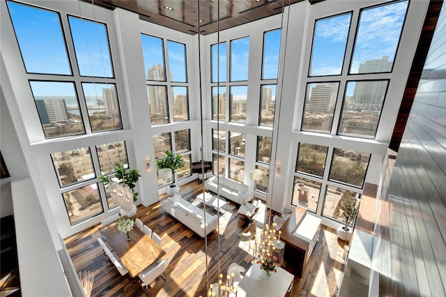 sunroom / solarium with wood ceiling