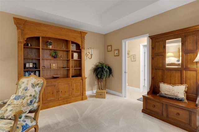 sitting room with light carpet