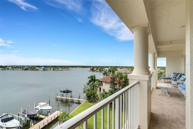 balcony with a water view