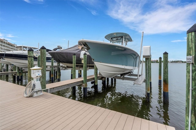 view of dock featuring a water view