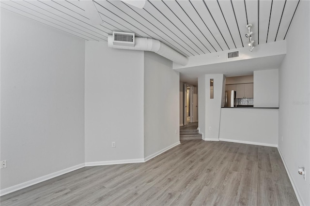 unfurnished living room with light hardwood / wood-style flooring