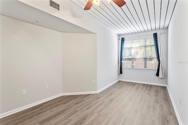 empty room featuring light hardwood / wood-style floors and ceiling fan