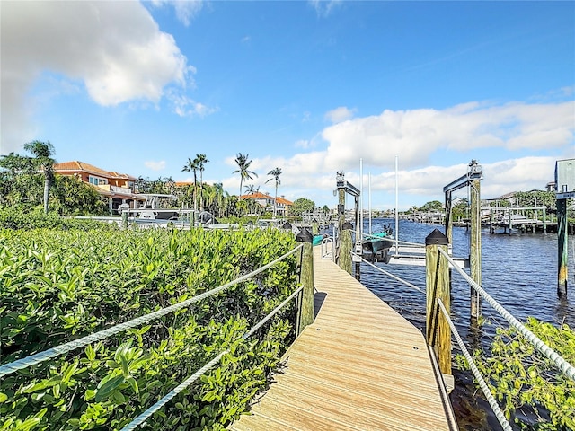 dock area featuring a water view