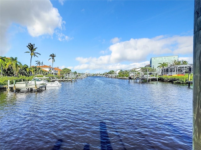 view of water feature featuring a dock