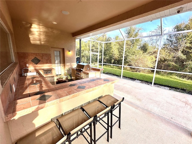 sunroom with sink