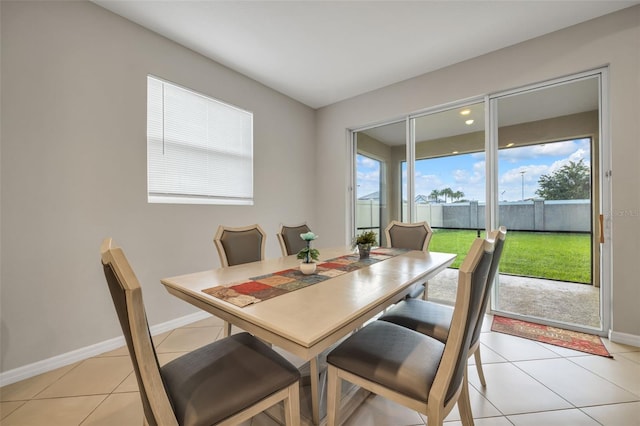 dining room with light tile patterned floors