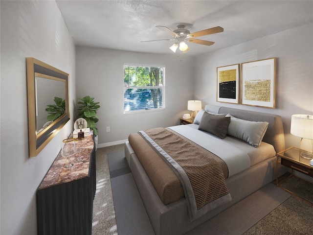 bedroom featuring ceiling fan