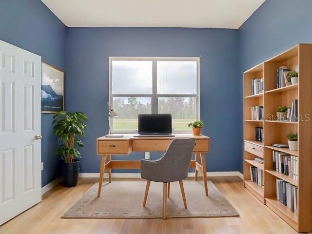 office space featuring light hardwood / wood-style flooring