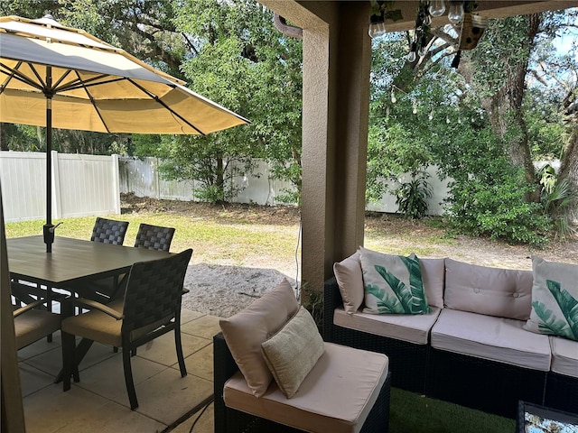 view of patio with an outdoor hangout area