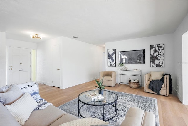 living room featuring light hardwood / wood-style flooring