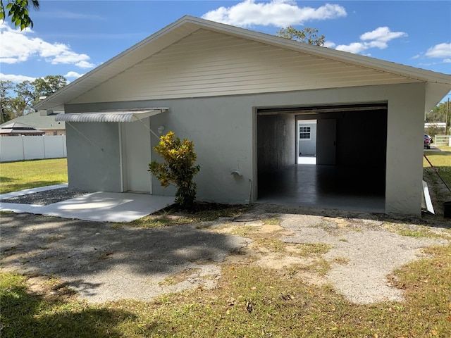 exterior space featuring a garage