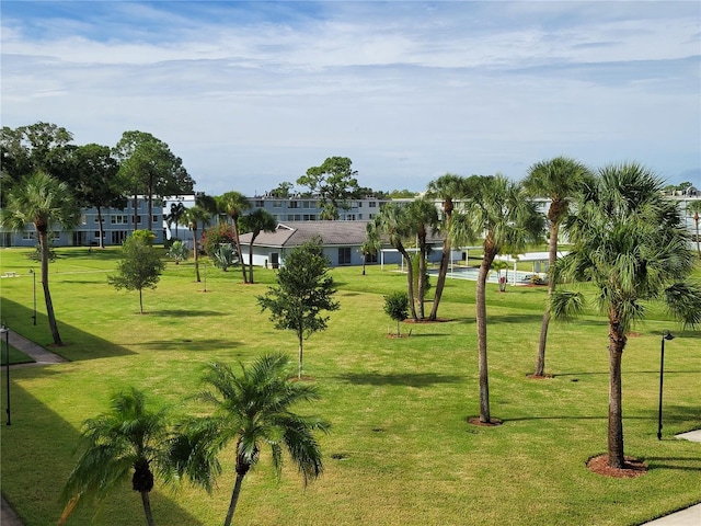 view of property's community with a yard