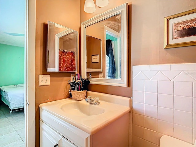 bathroom featuring vanity and tile patterned floors