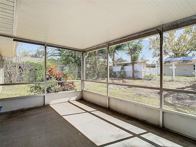 view of unfurnished sunroom