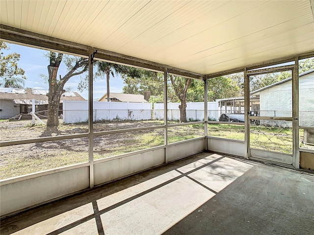 view of unfurnished sunroom