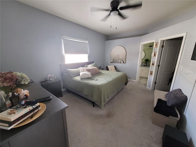 bedroom with carpet flooring and ceiling fan