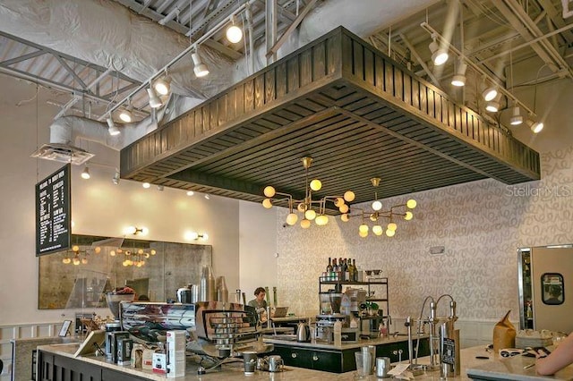 kitchen with a towering ceiling