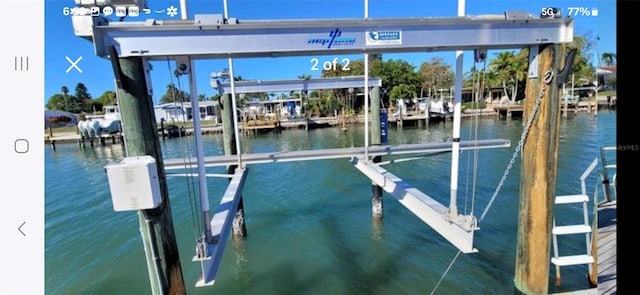 view of dock featuring a water view