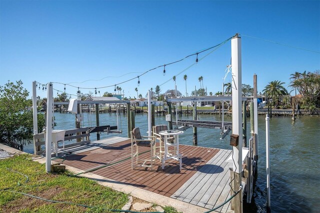 view of dock featuring a water view