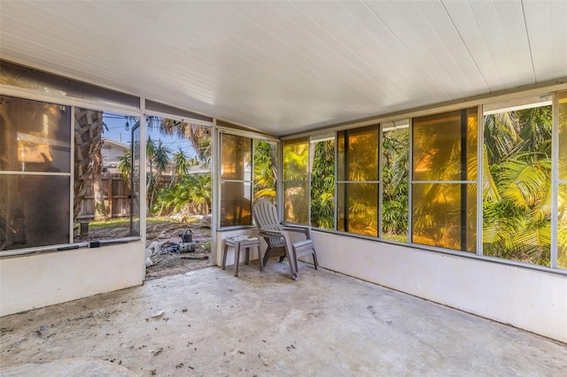 view of unfurnished sunroom