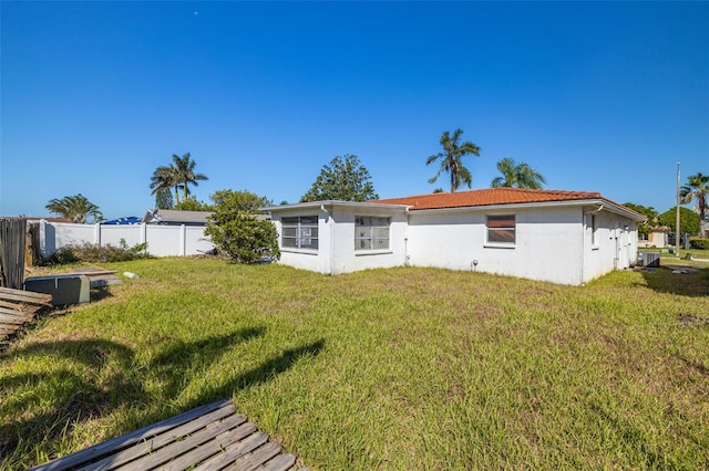 rear view of property with a yard