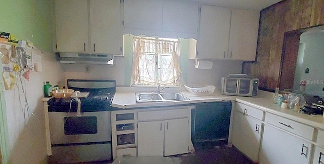 kitchen featuring sink, exhaust hood, and white cabinets