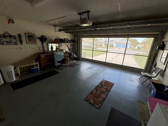 garage with a garage door opener