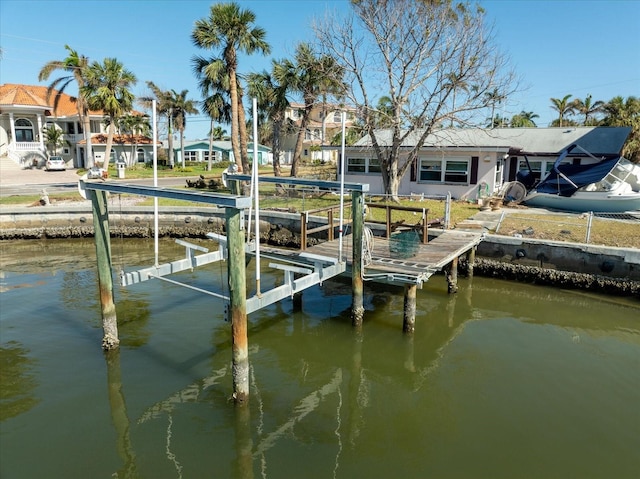 view of dock featuring a water view