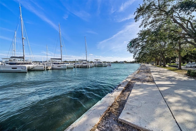 view of dock featuring a water view