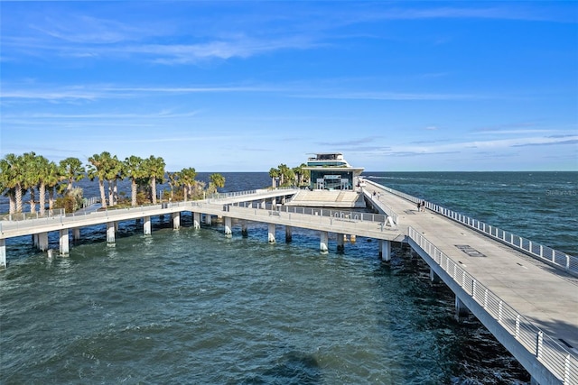 view of dock featuring a water view