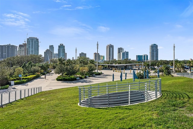 view of property's community featuring a yard