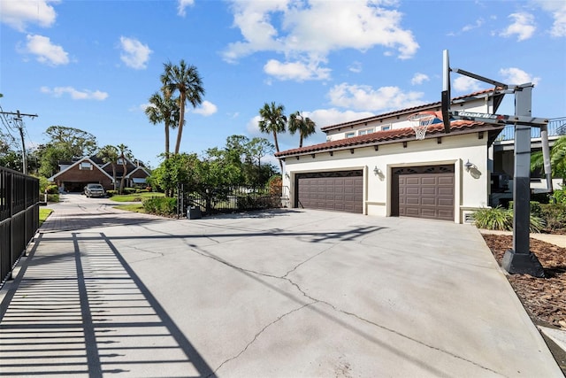 exterior space featuring a garage