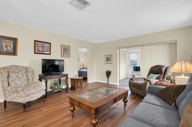 living room with wood-type flooring