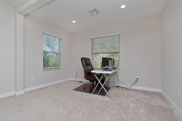 view of carpeted office